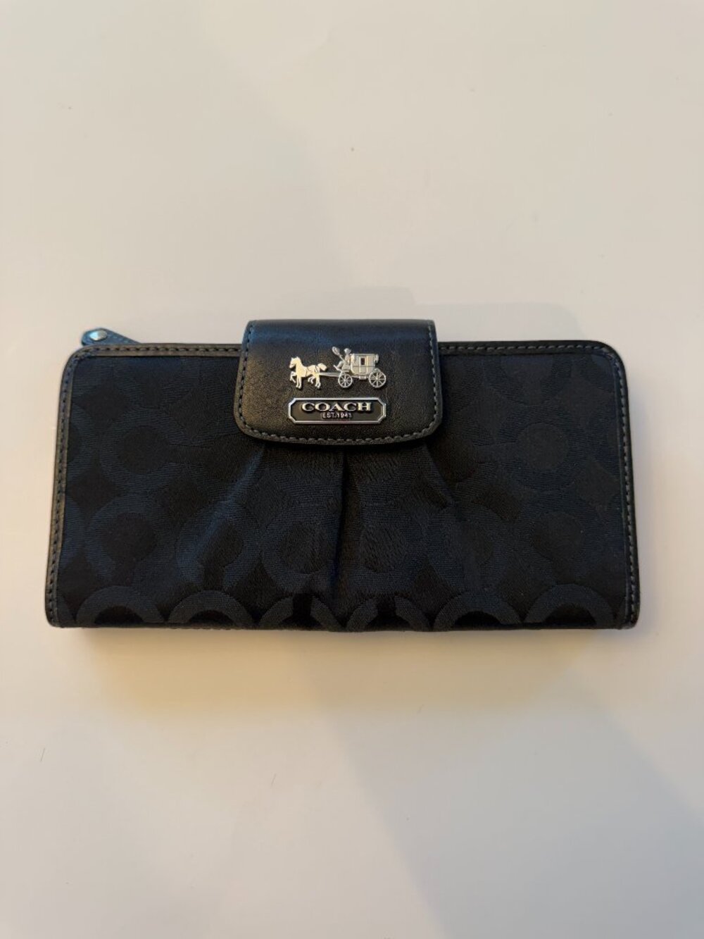 Coach Black Logo Snap Wallet